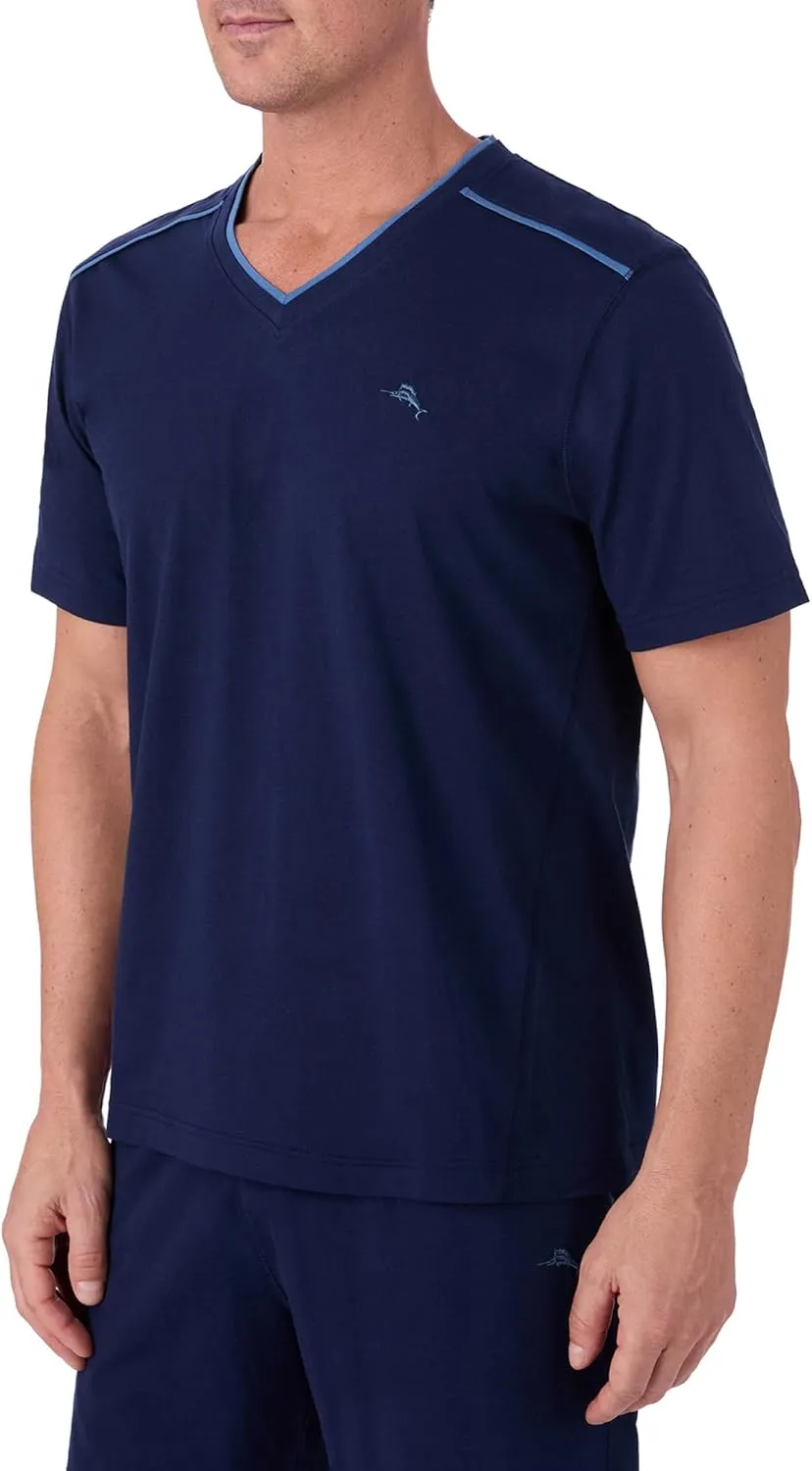 Tommy Bahama - Men's Essential T Shirt, Short Sleeve V Neck Cotton Blend Top for Sleep or Lounge