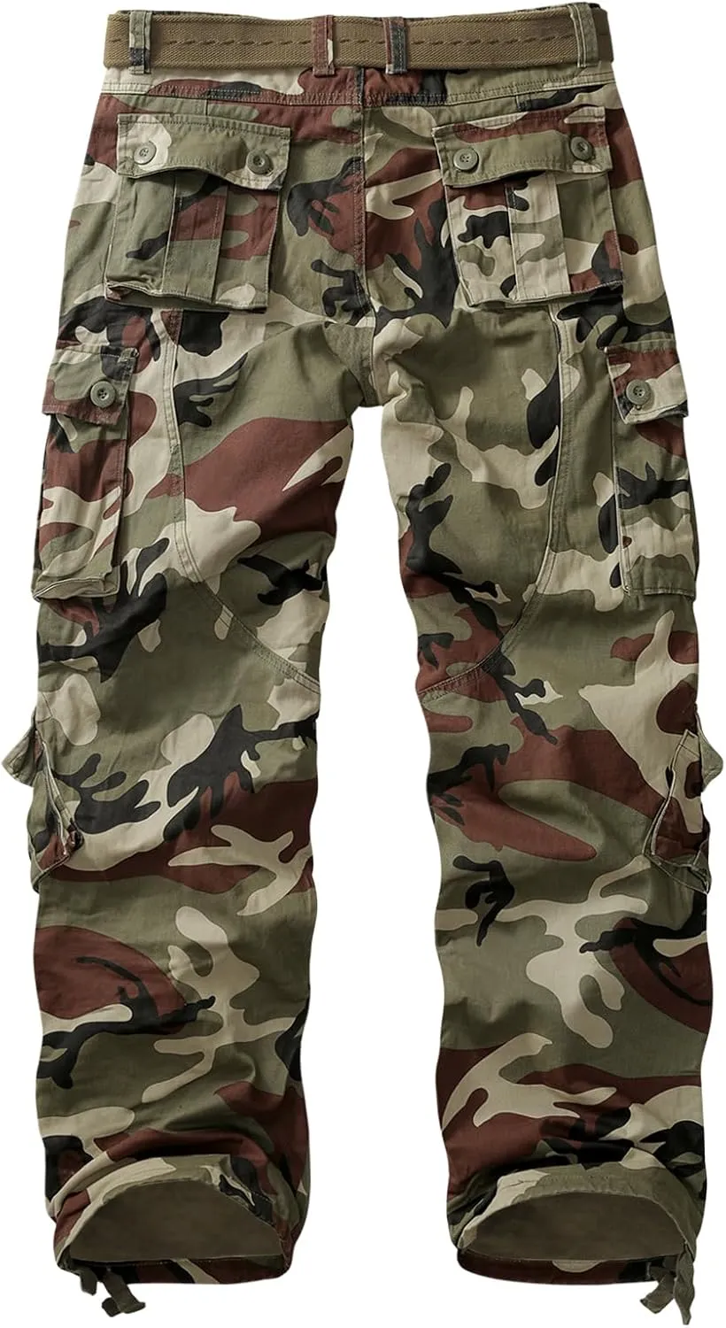 TRGPSG Women's Casual Combat Cargo Pants, Cotton Outdoor Camouflage Military Multi Pockets Work Pants