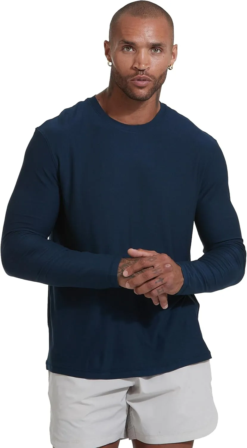 True Classic Active Long Sleeve Crew for Men, Premium Quick Dry Workout Shirts for Men, Pack of 1, Navy, S