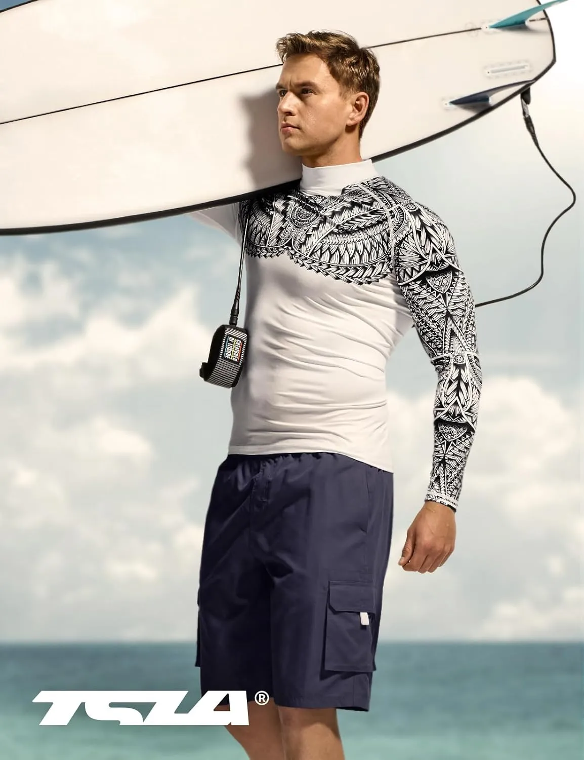 TSLA Men's UPF 50  Long Sleeve Rash Guard, UV/SPF Quick Dry Swim Shirt, Water Surf Swimming Shirts