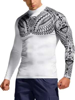 TSLA Men's UPF 50  Long Sleeve Rash Guard, UV/SPF Quick Dry Swim Shirt, Water Surf Swimming Shirts