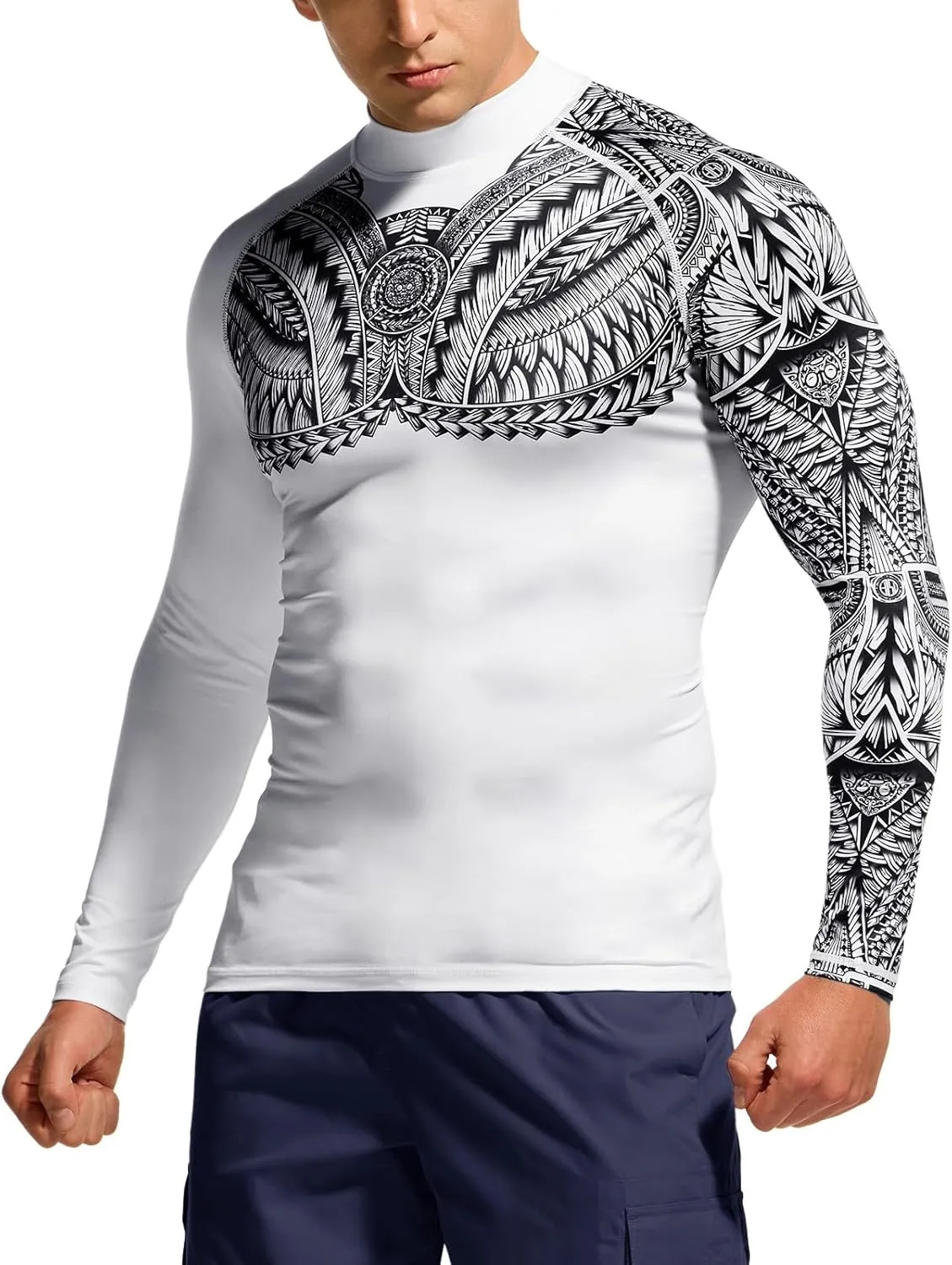 TSLA Men's UPF 50  Long Sleeve Rash Guard, UV/SPF Quick Dry Swim Shirt, Water Surf Swimming Shirts