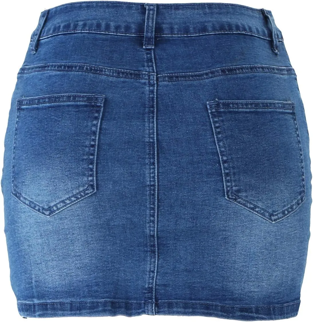 Tulucky Women's Button Down Front Denim Short Skirt with Side Pocket