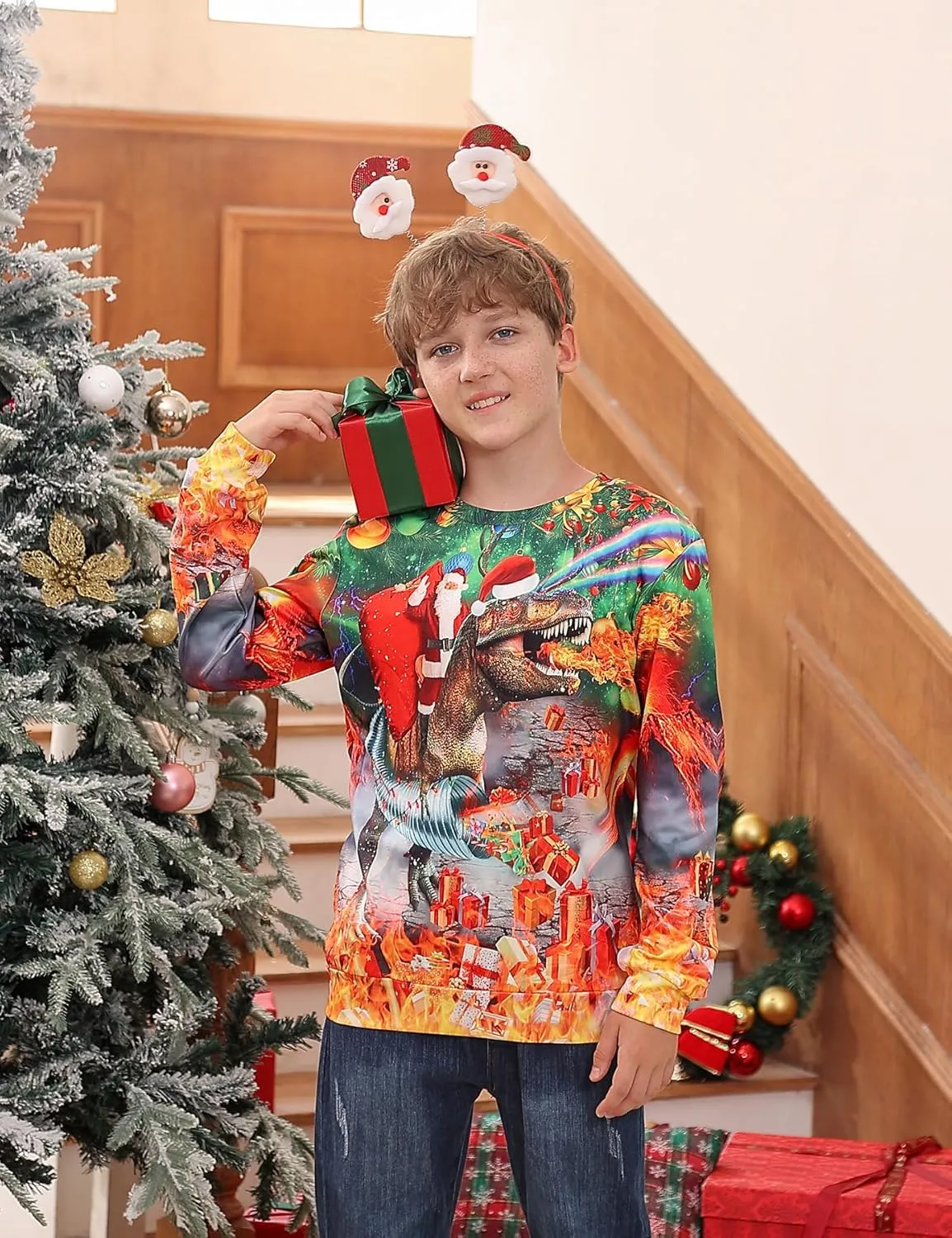 TUONROAD 6-16T Boys Girls Ugly Christmas Sweatshirt Kids Fleece Xmas Sweater Pullover Shirts for Teens