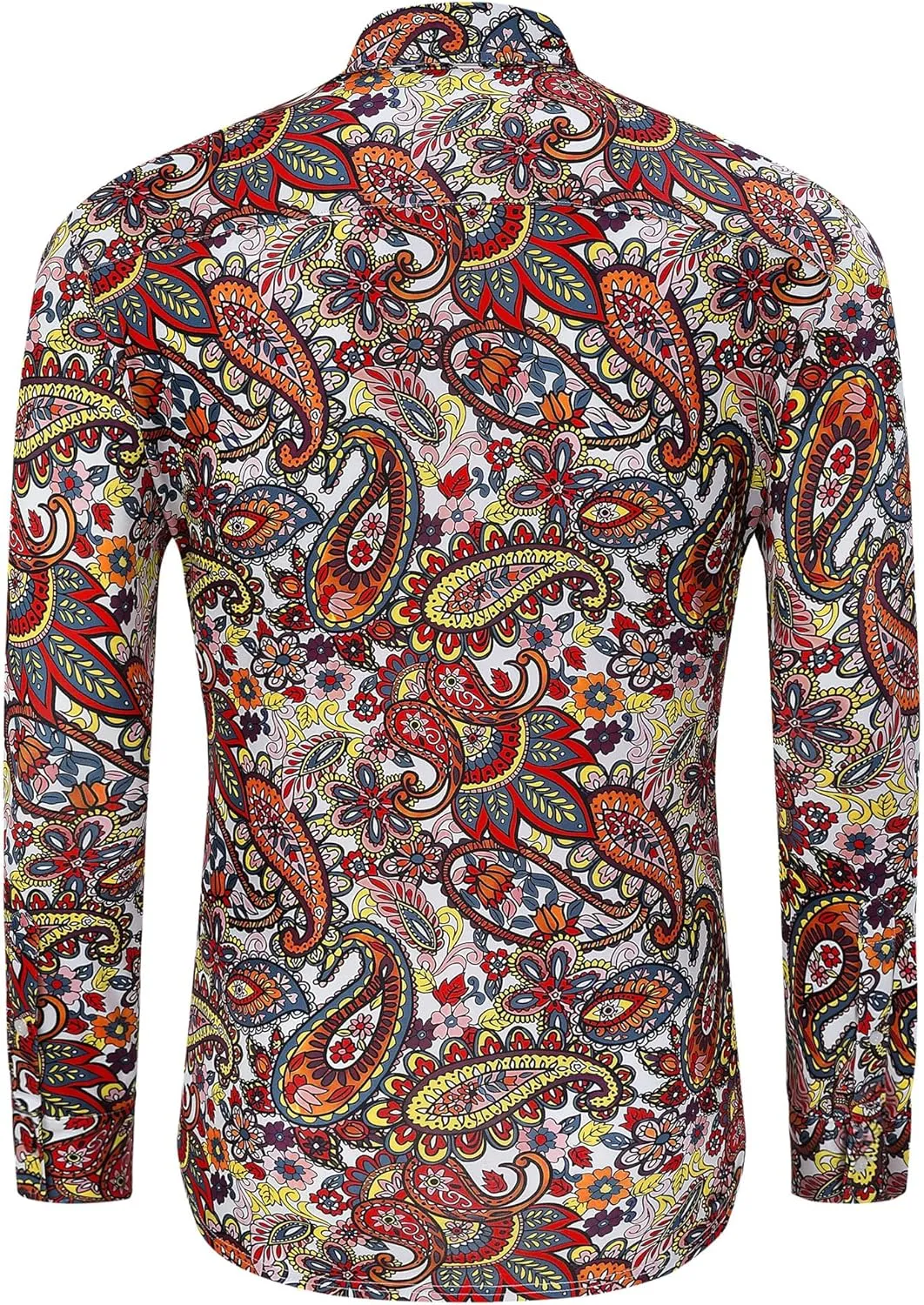 TURETRENDY Men's Paisley Floral Dress Shirt Long Sleeve Slim Fit Button Down Shirts for Prom Wedding Party