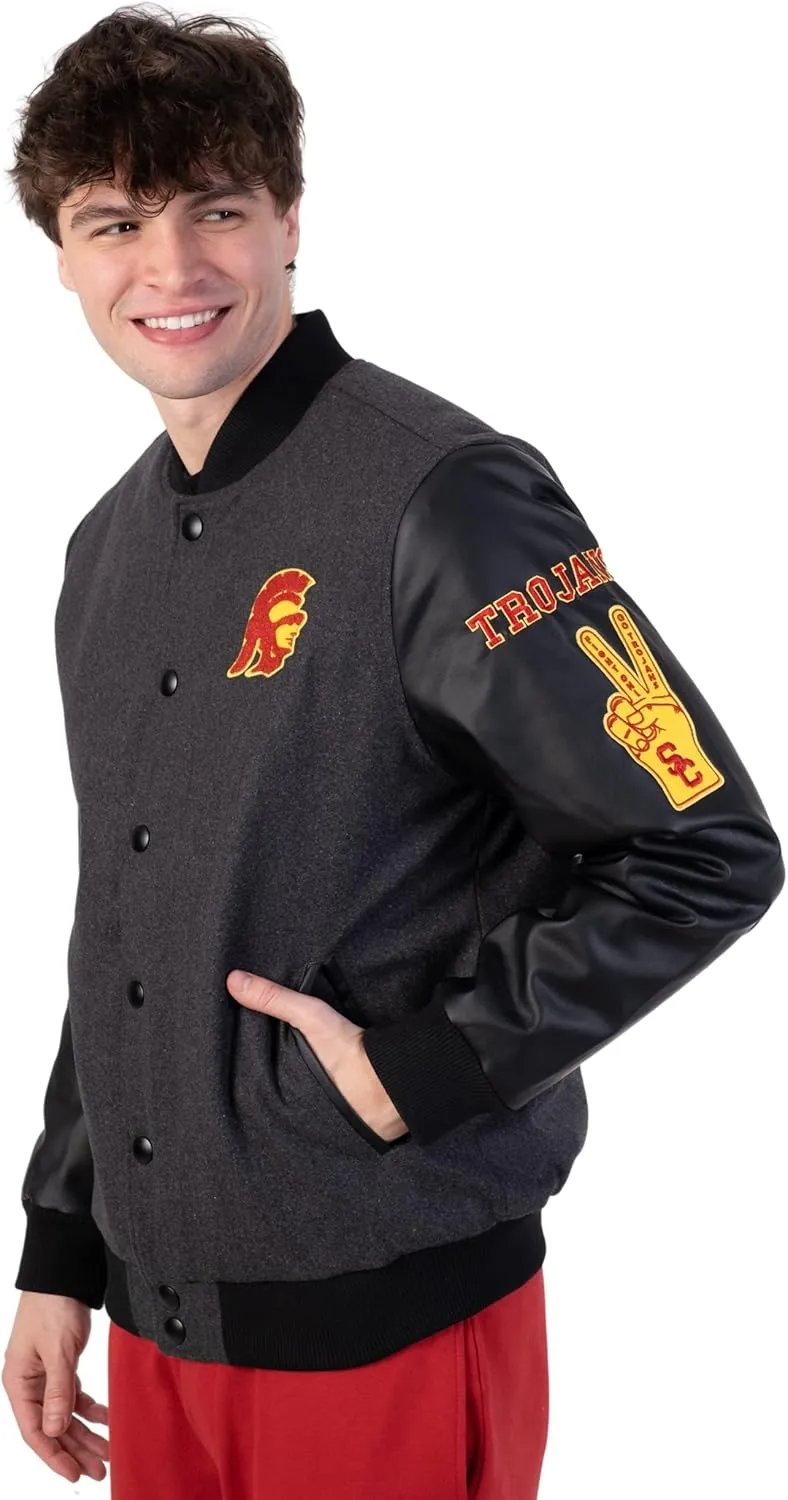 Ultra Game NCAA Men's Full-Zip Classic Varsity Jacket