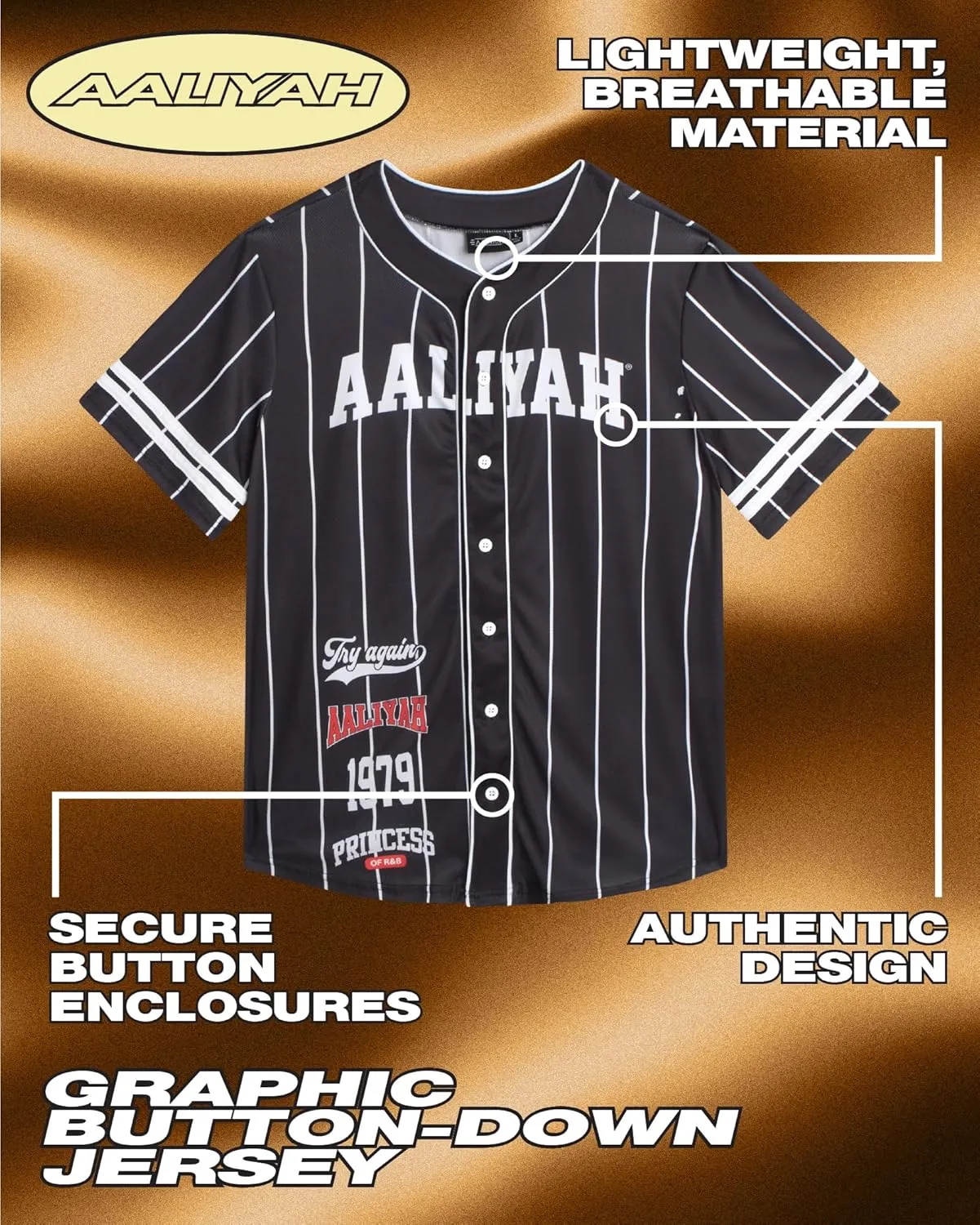 Unisex Baseball Jersey - Retro 90's R&B Concert Button Down Fashion Top - Vintage Jersey T-Shirt (S-XL)