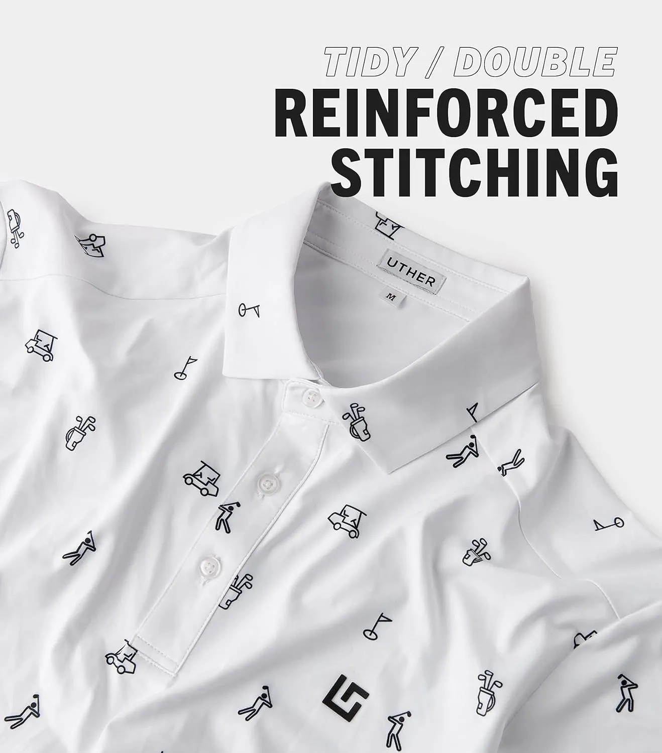 Uther Mens Golf Polo Moisture Wicking Quick-Dry Short Sleeve Shirt with Fashionable Designs for Men