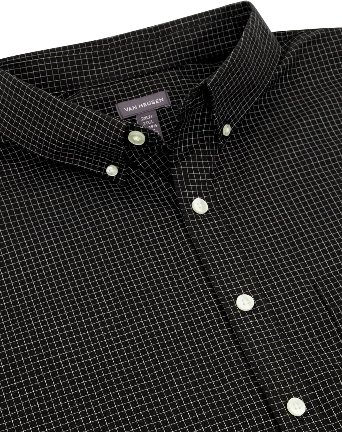 Van Heusen Men's Big and Tall Wrinkle Free Short Sleeve Button Down Check Shirt