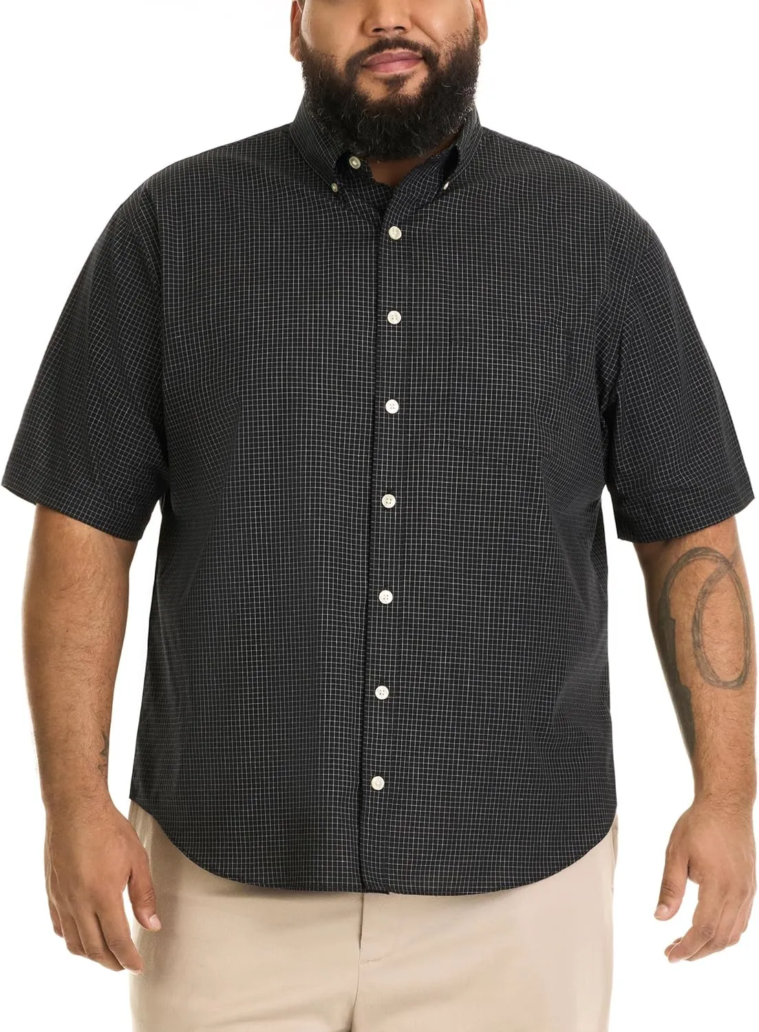 Van Heusen Men's Big and Tall Wrinkle Free Short Sleeve Button Down Check Shirt
