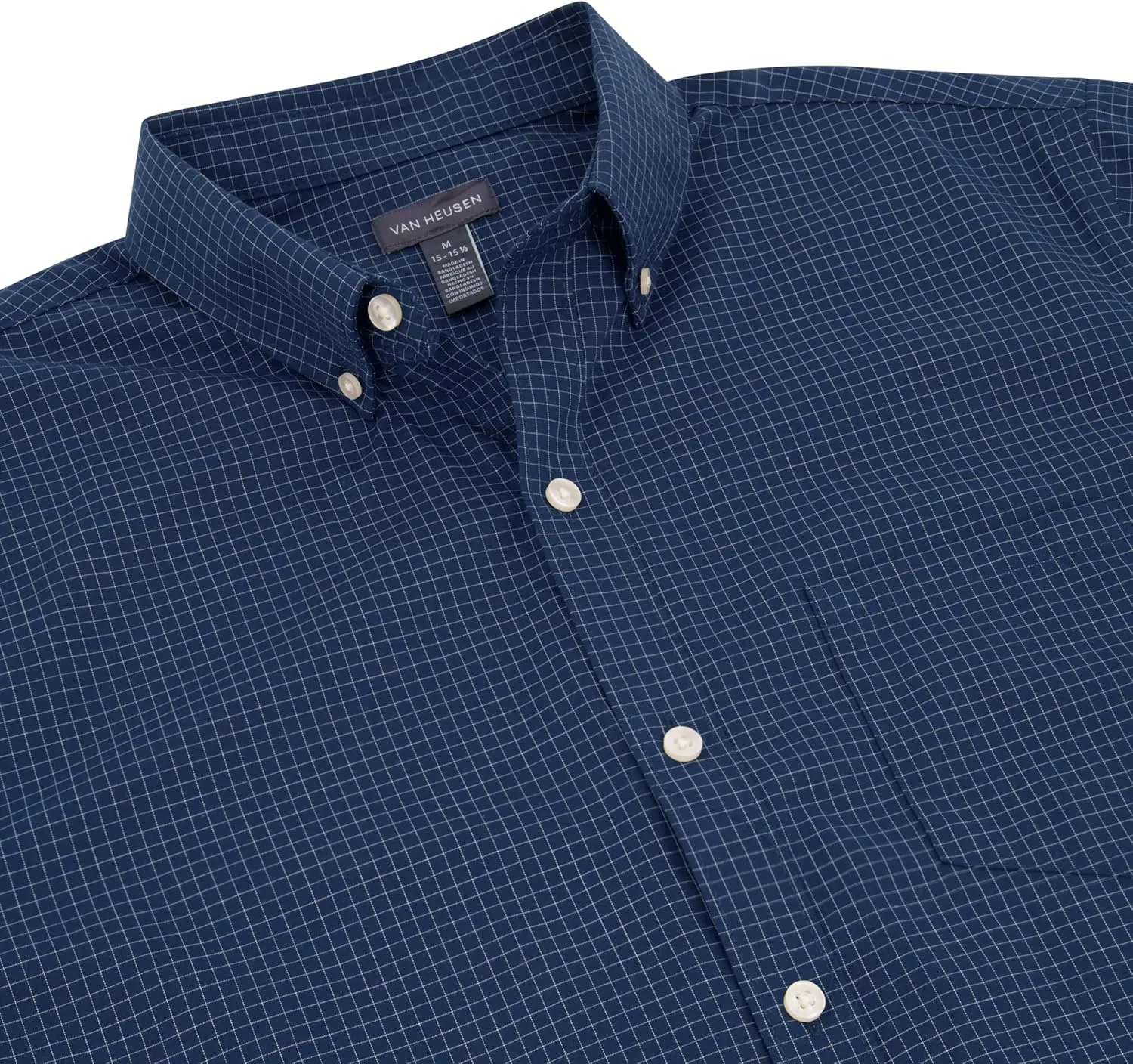 Van Heusen Men's Wrinkle Free Short Sleeve Button Down Check Shirt
