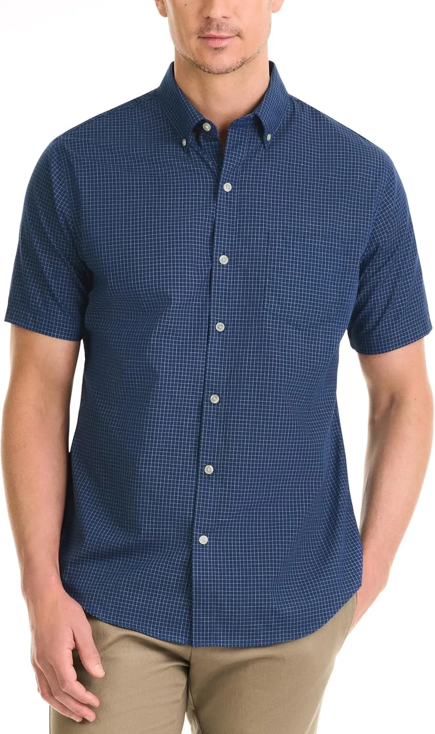 Van Heusen Men's Wrinkle Free Short Sleeve Button Down Check Shirt