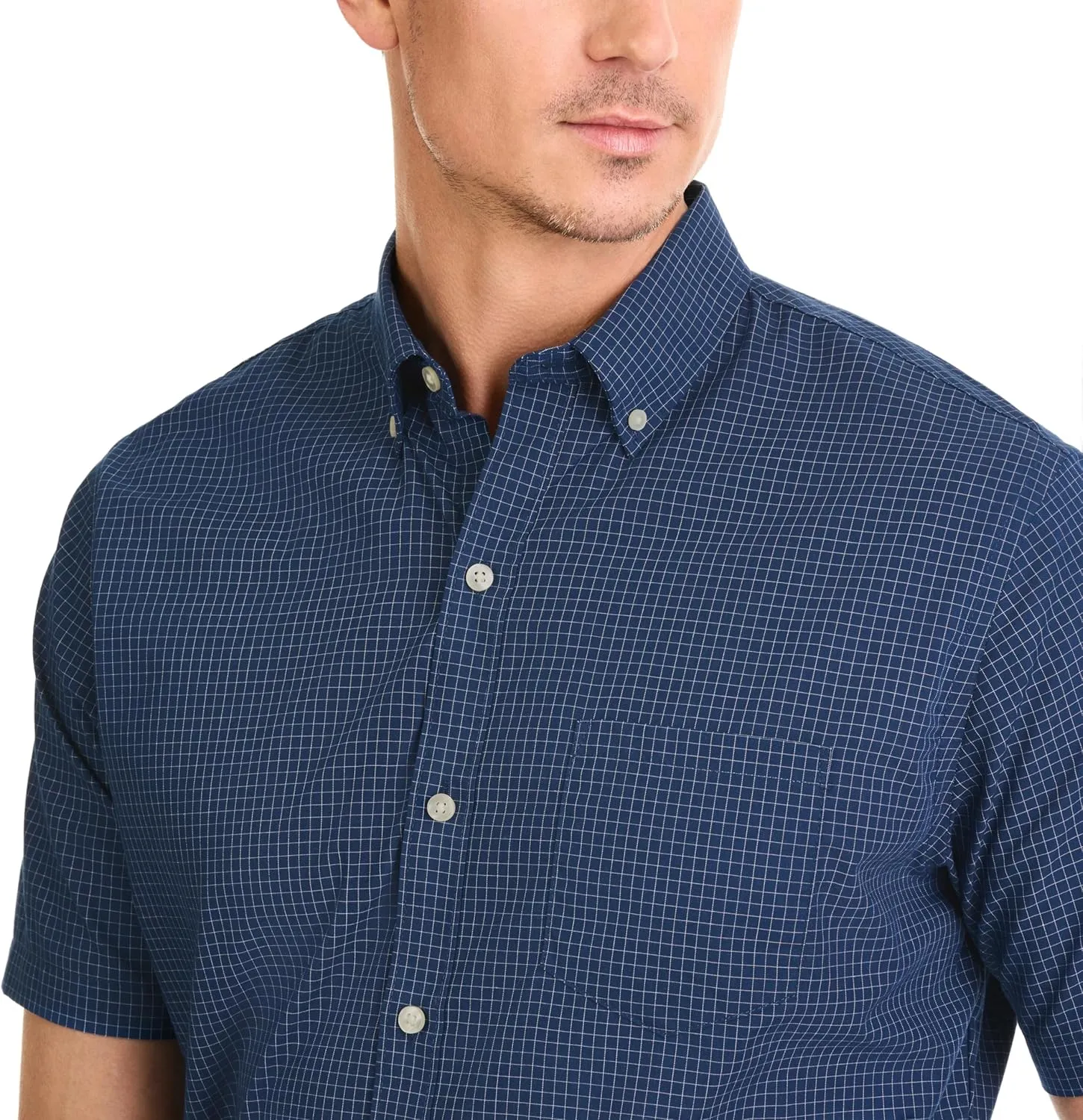 Van Heusen Men's Wrinkle Free Short Sleeve Button Down Check Shirt