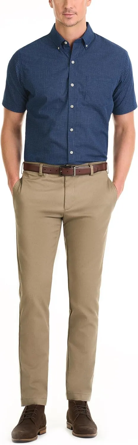 Van Heusen Men's Wrinkle Free Short Sleeve Button Down Check Shirt