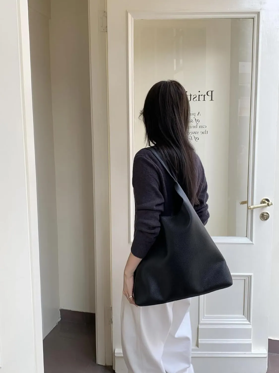 Vegan Leather Tote 2025 Fall Winter Large Shoulder Bag Minimalist Retro Bucket Work Commute Texture Litchi Grain Handbag