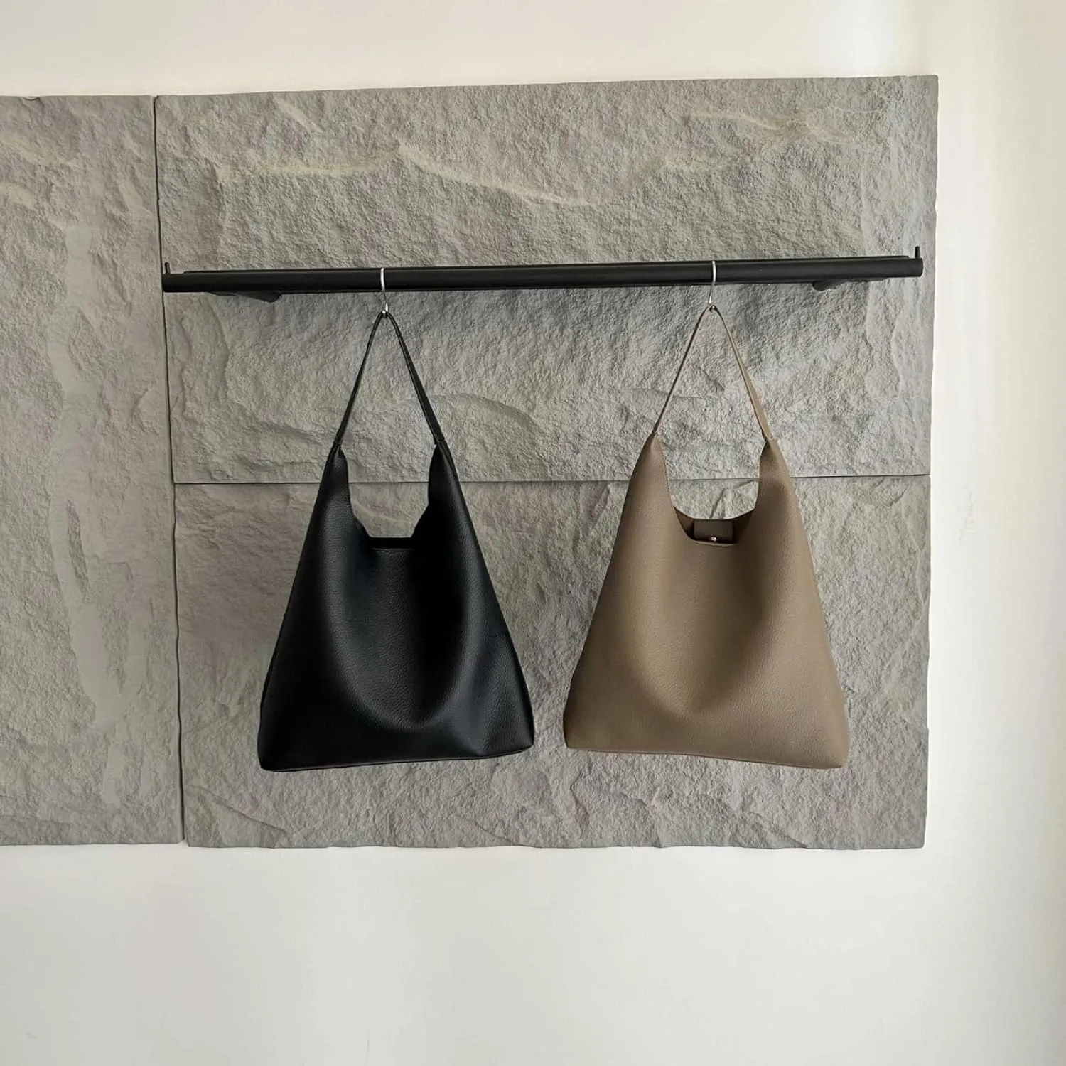 Vegan Leather Tote 2025 Fall Winter Large Shoulder Bag Minimalist Retro Bucket Work Commute Texture Litchi Grain Handbag