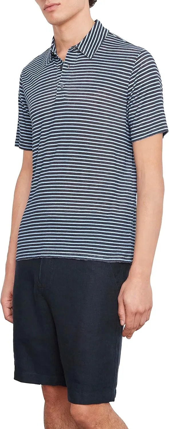 Vince Men's Stripe Linen Polo