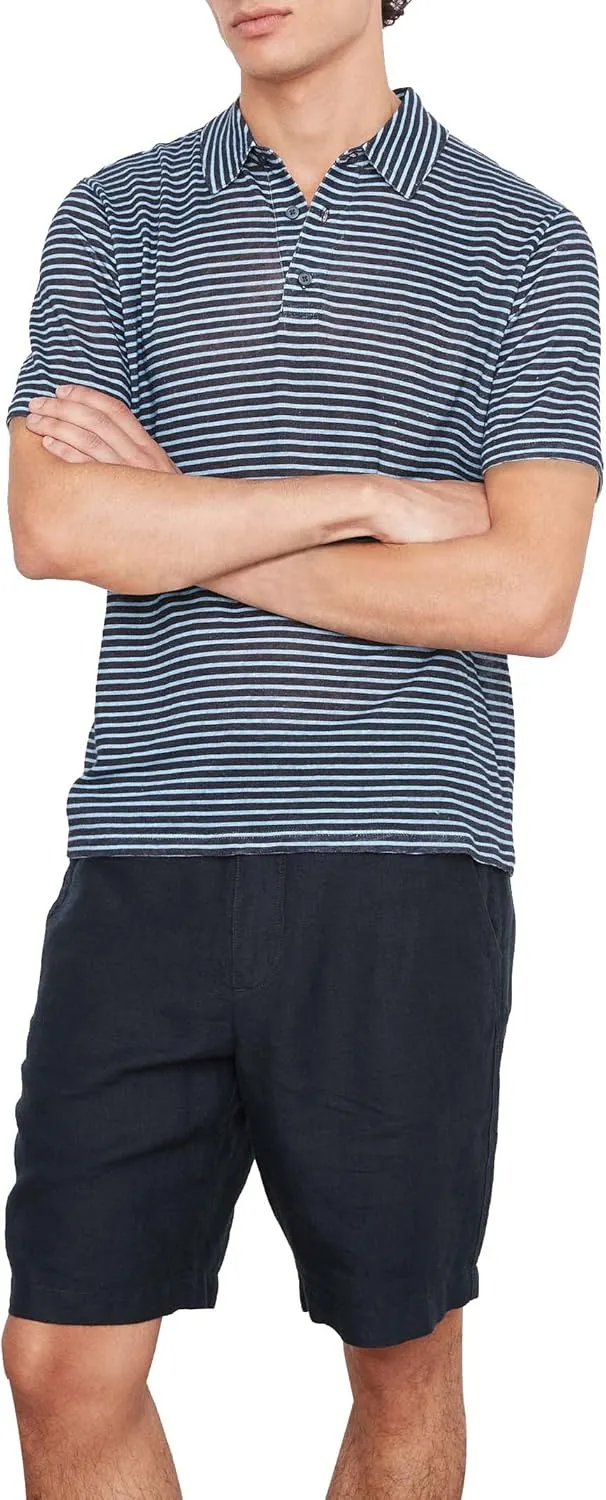 Vince Men's Stripe Linen Polo