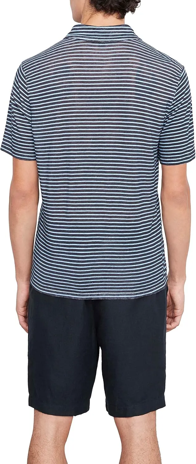 Vince Men's Stripe Linen Polo
