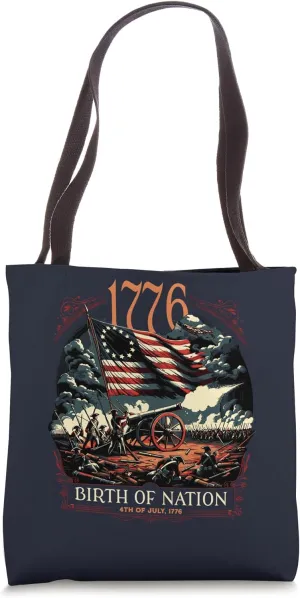 Vintage Americana 1776 July 4th Patriotic USA Flag Tee Tote Bag