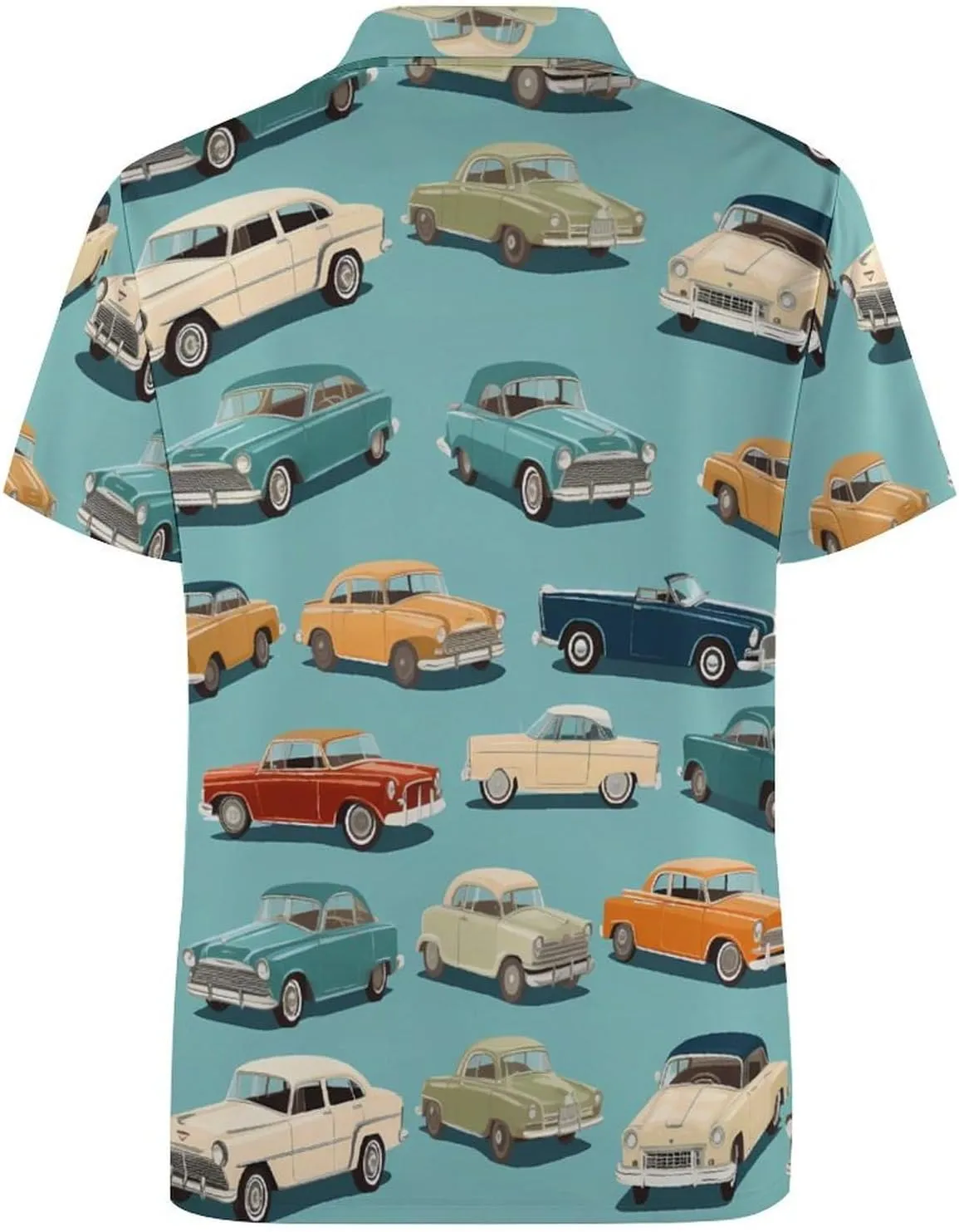 Vintage Car Mens Short Sleeve Polo Shirts Straight Sports Golf Tennis T-Shirt Quick Dry Long Top