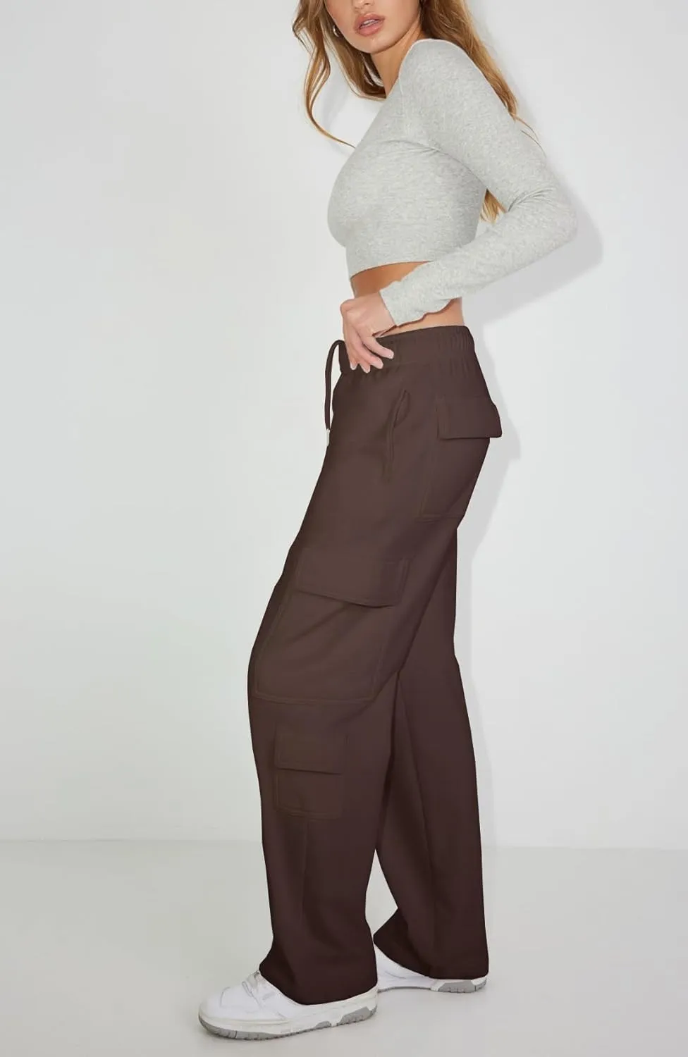 Waitfairy Wide Leg Sweatpants Women Cargo Pants for Girls High Waisted Baggy Sweatpants for Women Casual Pants with Pockets