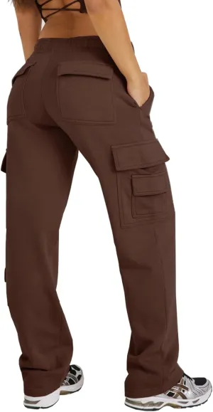 Waitfairy Wide Leg Sweatpants Women Cargo Pants for Girls High Waisted Baggy Sweatpants for Women Casual Pants with Pockets