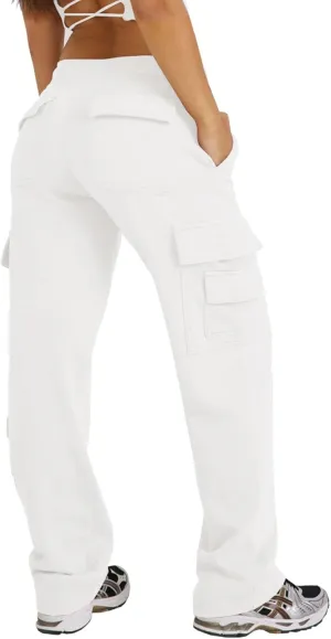 Waitfairy Wide Leg Sweatpants Women Cargo Pants for Girls High Waisted Baggy Sweatpants for Women Casual Pants with Pockets