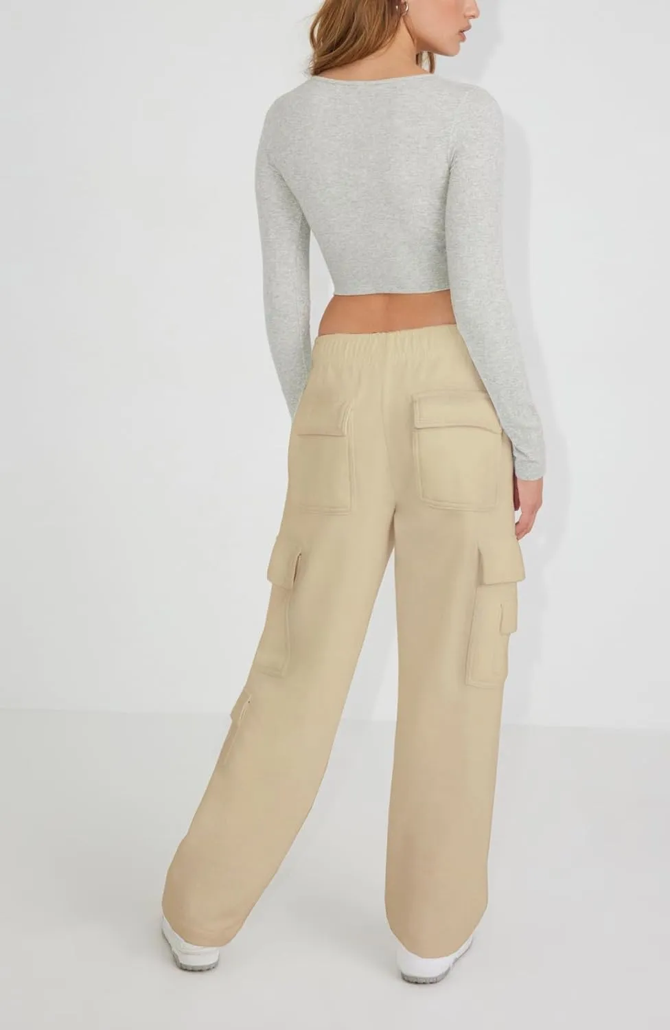 Waitfairy Wide Leg Sweatpants Women Cargo Pants for Girls High Waisted Baggy Sweatpants for Women Casual Pants with Pockets