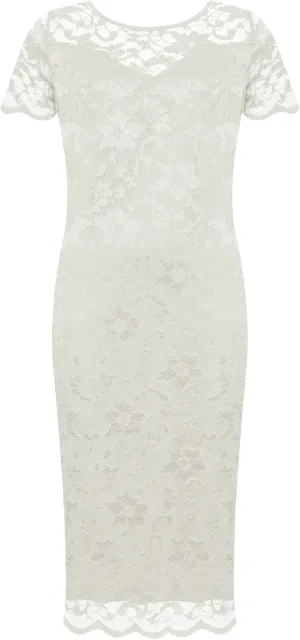 WearAll Plus Size Womens Lace Lined Ladies Short Sleeve Bodycon Midi Dress - 10-24
