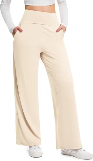 Wide Leg Pants Woman High Waist Yoga Pants Casual Work Dress Pants Lounge Sweatpants Loose Trousers with Pockets