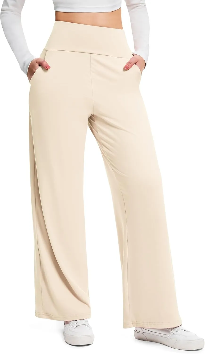 Wide Leg Pants Woman High Waist Yoga Pants Casual Work Dress Pants Lounge Sweatpants Loose Trousers with Pockets