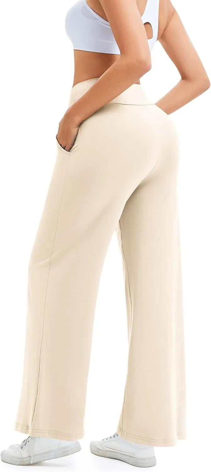 Wide Leg Pants Woman High Waist Yoga Pants Casual Work Dress Pants Lounge Sweatpants Loose Trousers with Pockets