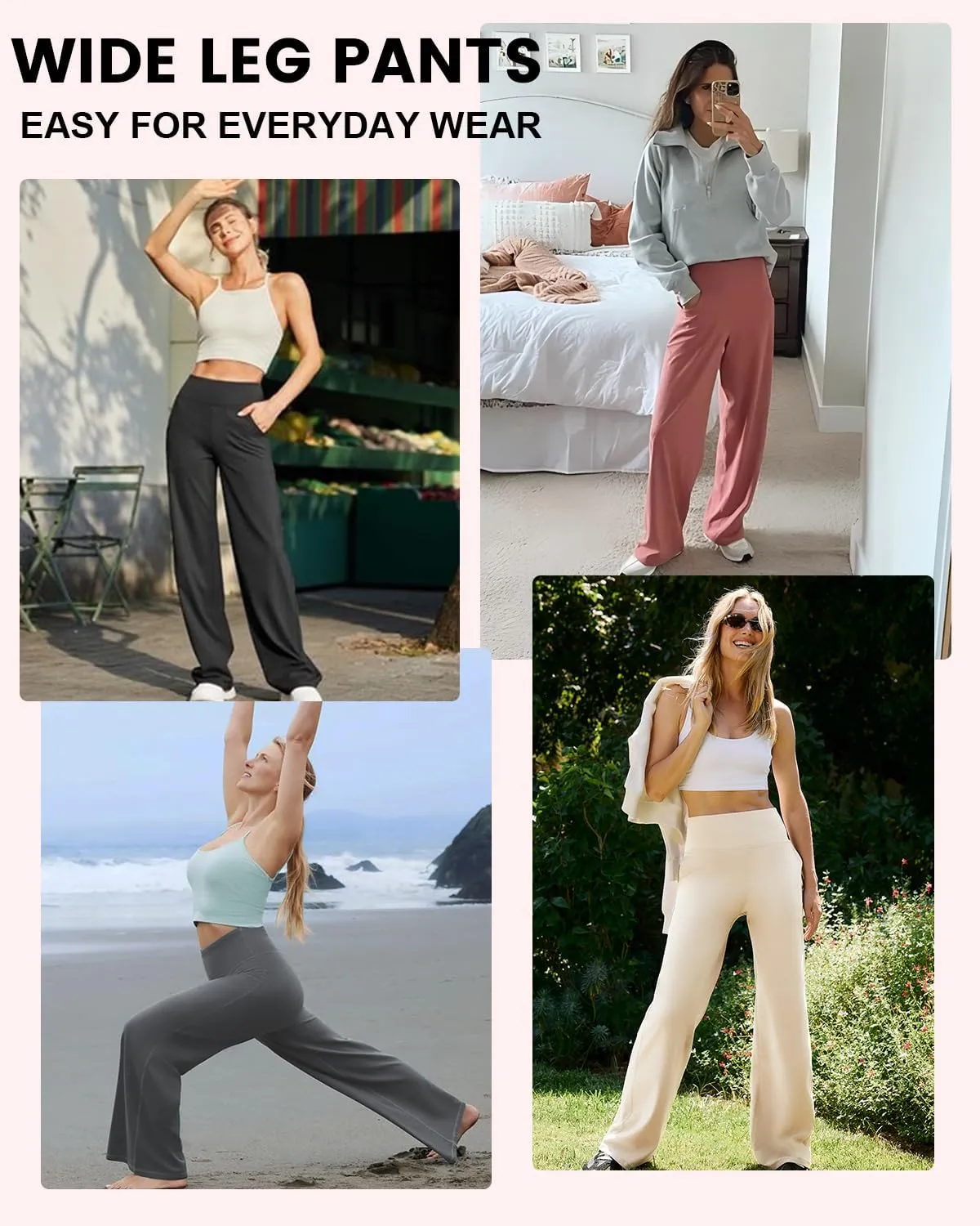 Wide Leg Pants Woman High Waist Yoga Pants Casual Work Dress Pants Lounge Sweatpants Loose Trousers with Pockets
