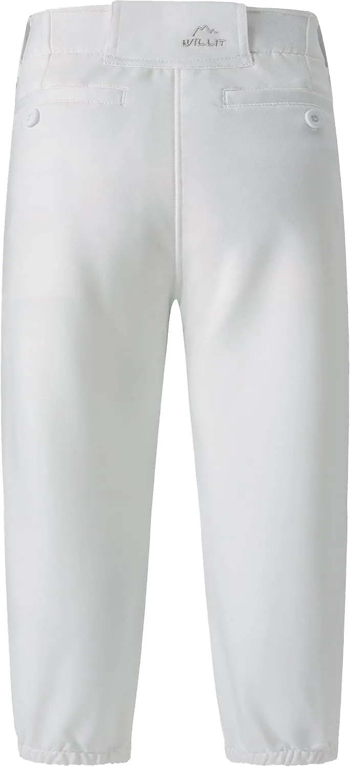 Willit Girls' Softball Pants Kids' Youth Baseball Pant Belted Low Rise Fastpitch Pants with Pockets