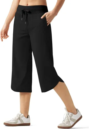 Willit Women's Capri Athletic Hiking Wide Leg Quick Dry Capri Pants Casual Lightweight Summer Cropped Pants