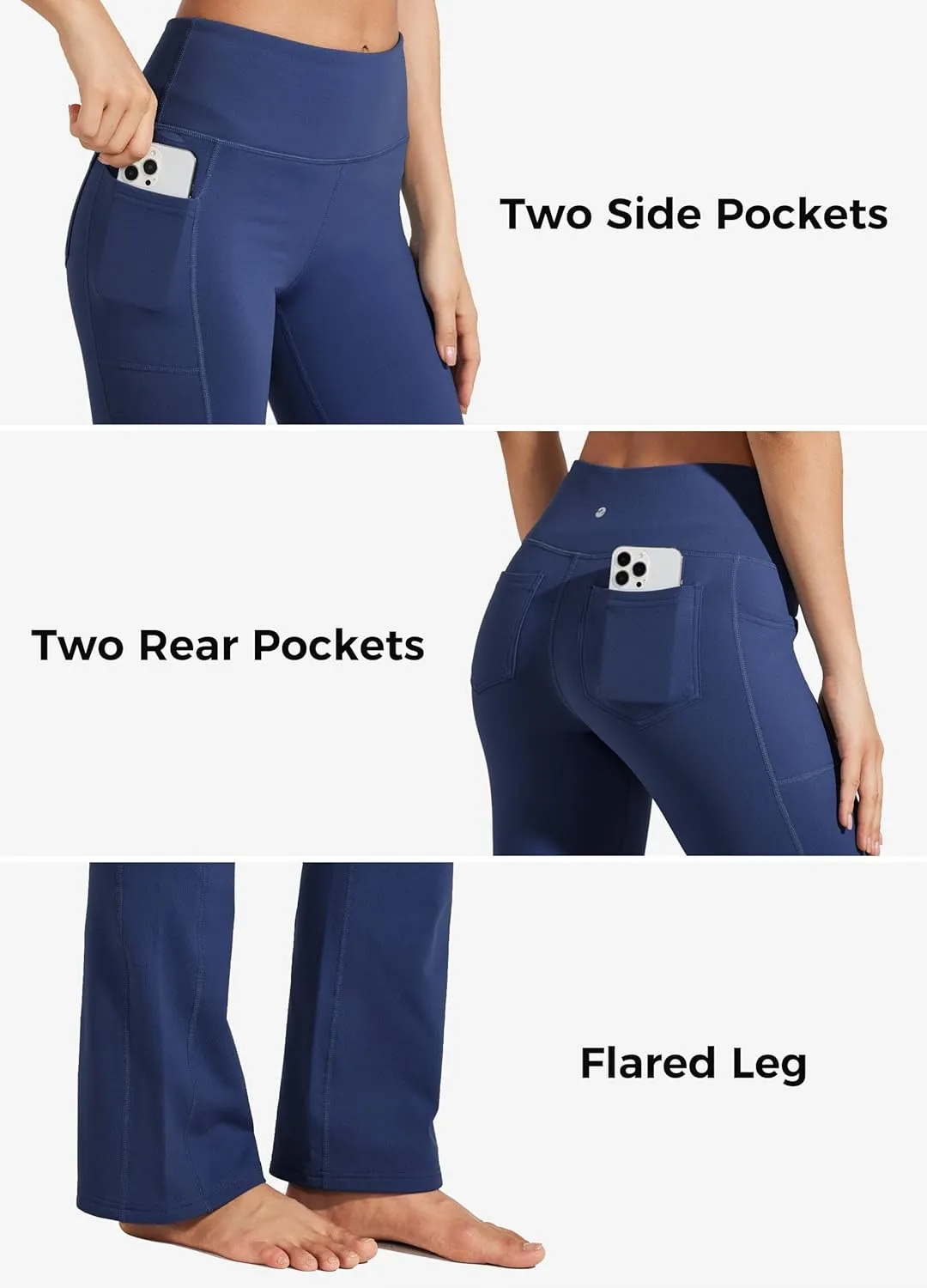 Willit Women's Fleece Lined Pants Yoga Bootcut Thermal Winter Pants High Waisted Flare Leggings Water Resistant