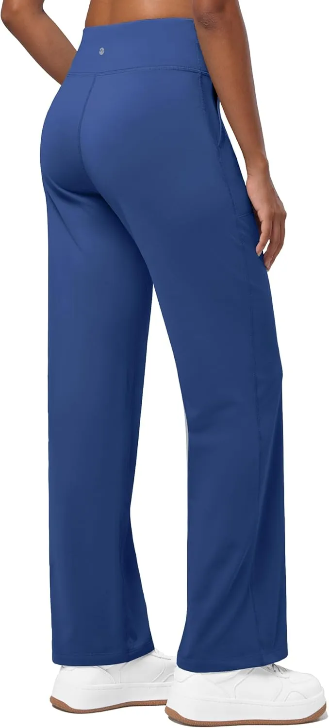 Willit Women's Fleece Lined Wide Leg Thermal Yoga Winter Pants with Pockets High Waist Comyf Casual Lounge Pants