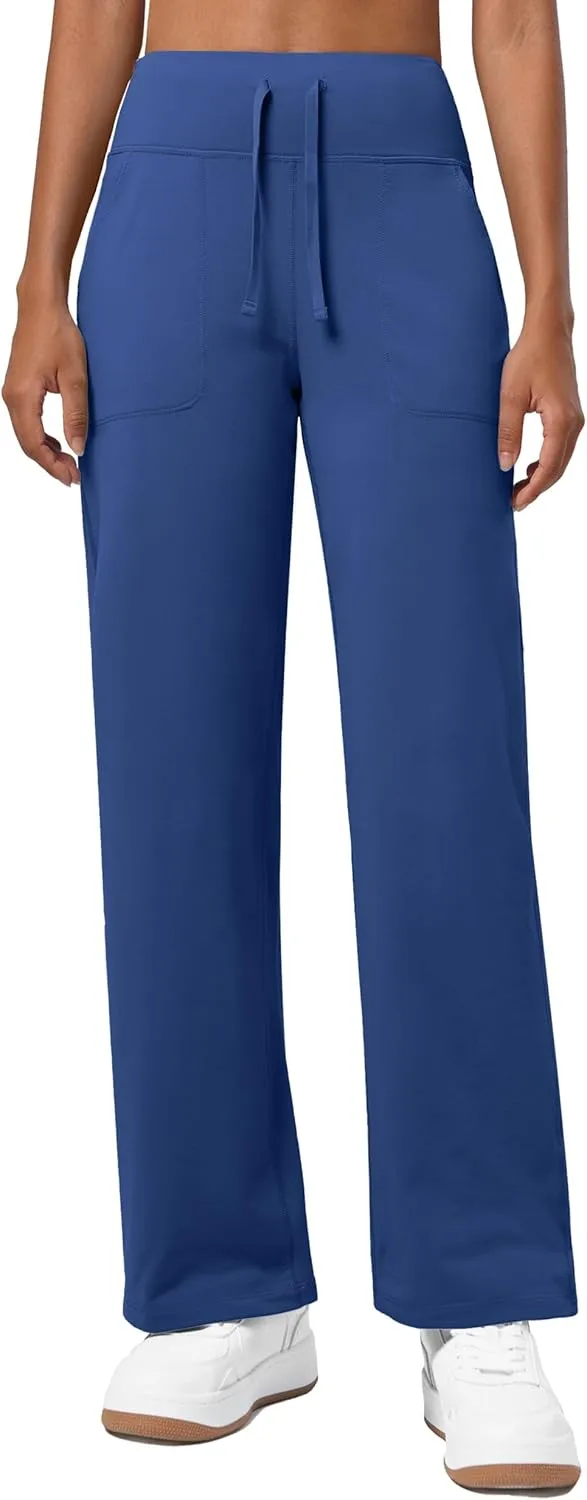 Willit Women's Fleece Lined Wide Leg Thermal Yoga Winter Pants with Pockets High Waist Comyf Casual Lounge Pants