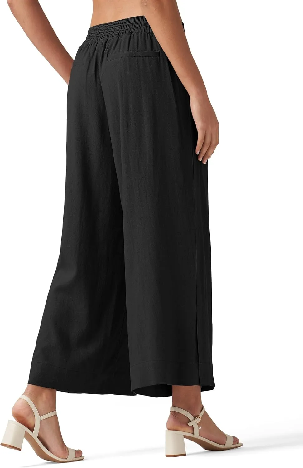 Willit Women's Linen Pants Wide Leg Casual Beach Summer Pants Palazzo Lounge Pants with Pockets