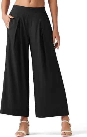 Willit Women's Linen Pants Wide Leg Casual Beach Summer Pants Palazzo Lounge Pants with Pockets