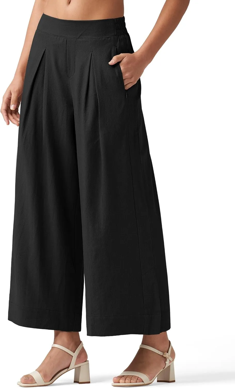 Willit Women's Linen Pants Wide Leg Casual Beach Summer Pants Palazzo Lounge Pants with Pockets