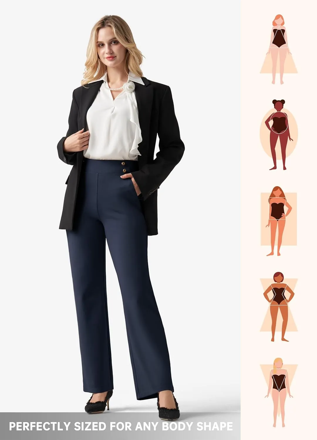 Willit Women's Wide Leg Dress Pants High Waisted Stretch Work Pants Office Business Casual Slacks Pockets Petite/Regular/Tall