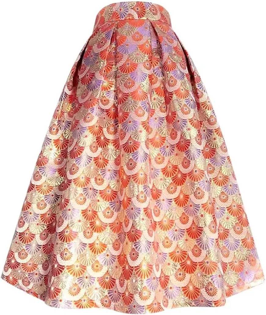 Wjnvfioo Spring Korean High Waist Pleated Long Midi Skirts for Party