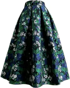 Wjnvfioo Spring Women Clothes Rose Floral Print High Waist Long Midi Skirt