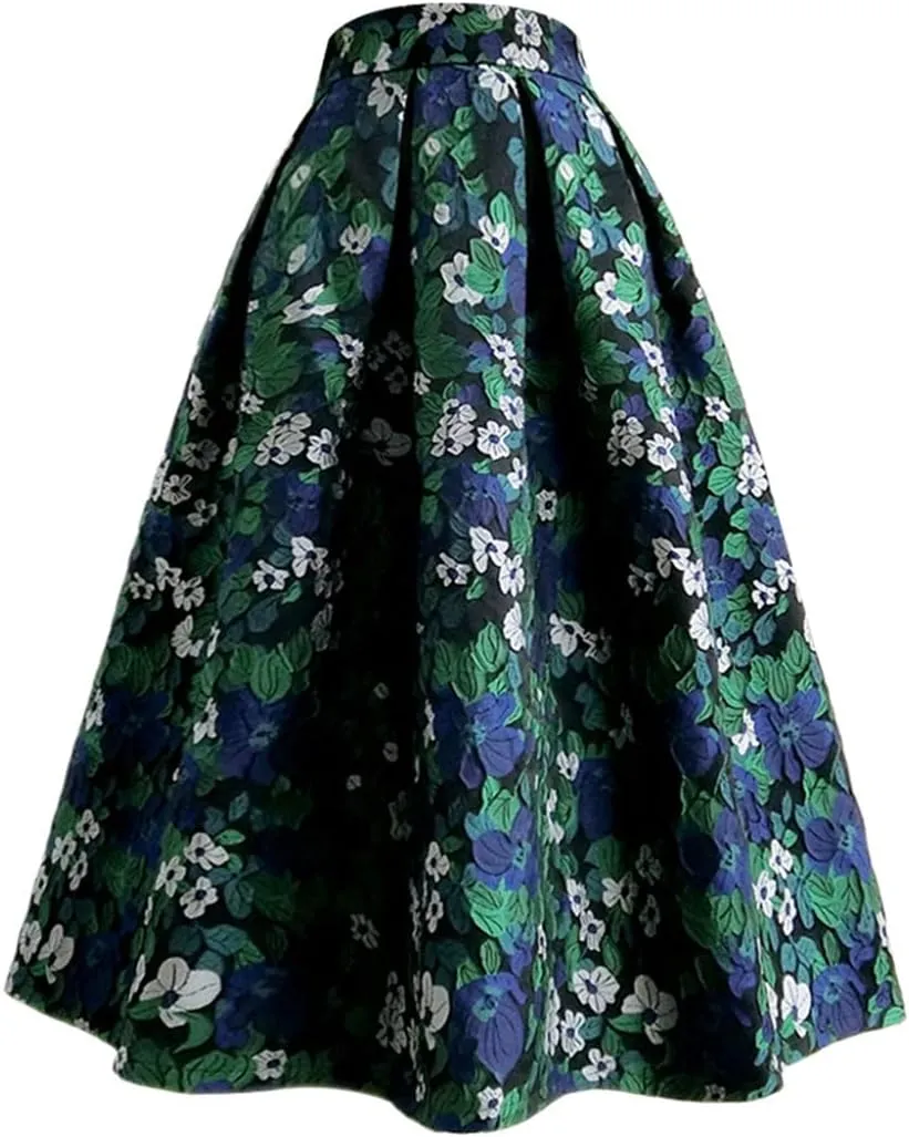 Wjnvfioo Spring Women Clothes Rose Floral Print High Waist Long Midi Skirt
