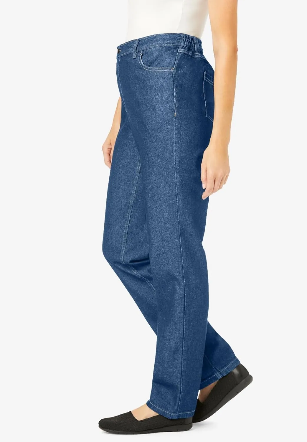 Woman Within Plus Size Perfect Cotton Back Elastic Denim Jean