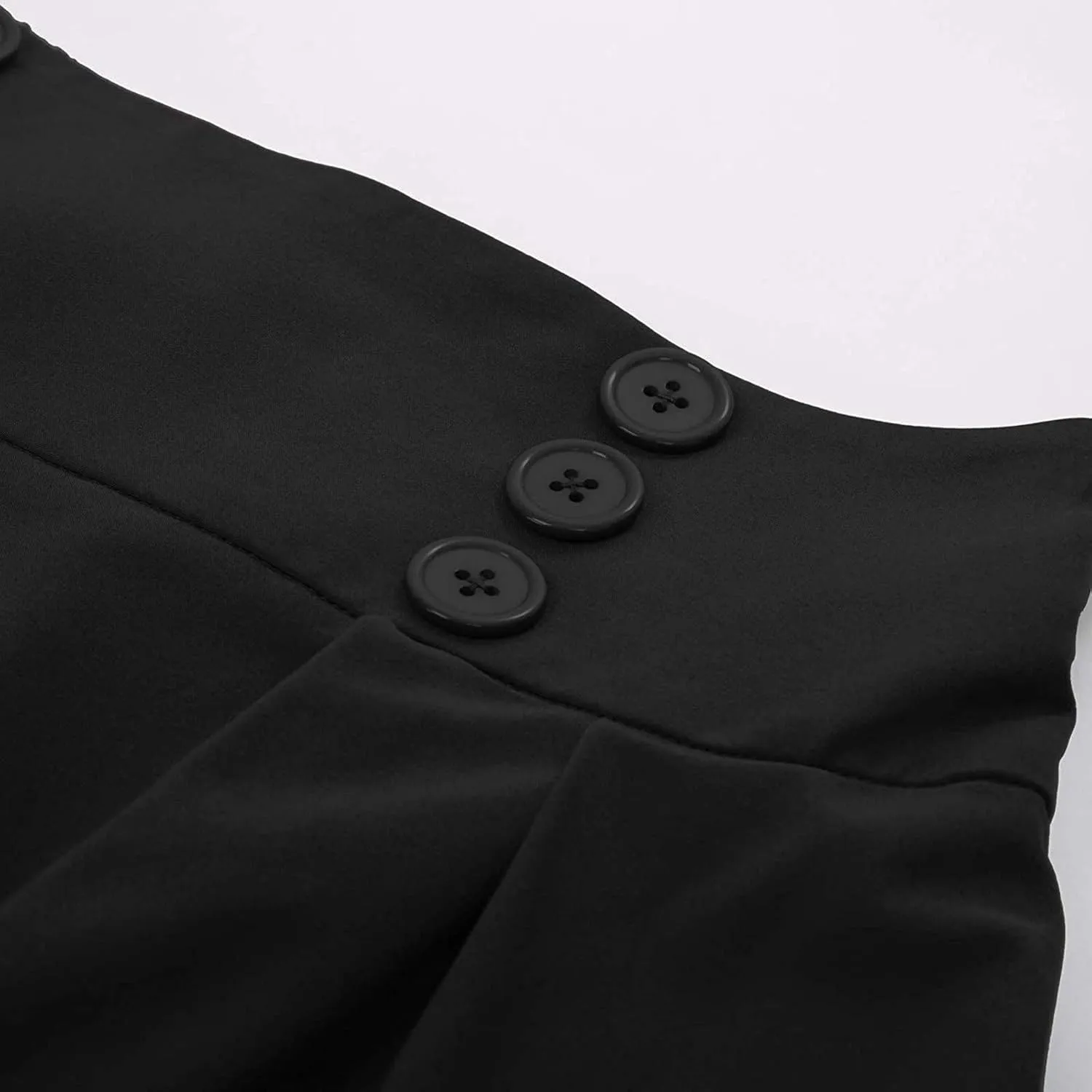 Women Casual Midi Skirt with Pockets Vintage Button Elastic High Waisted Pleated A-Line Skirts Trendy Skirts for Women
