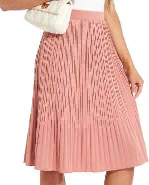 Women Classic Chiffon Flowy Pleated Midi Skirts
