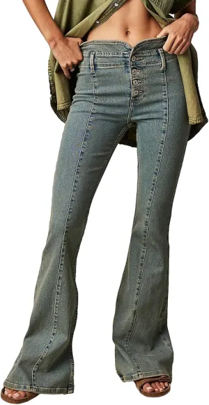 Women High Waist Velvet Flared Pants Y2k Vintage Slim Fit Palazzo Ribbed Bell Bottoms Trousers Cropped Pants